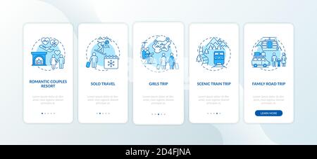 Écran de la page d'application mobile d'intégration des idées de vacances d'hiver avec des concepts Illustration de Vecteur