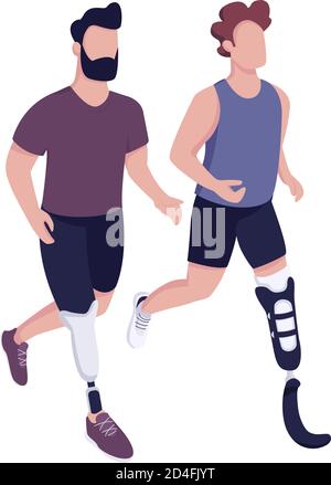 Les sportifs handicapés font la course avec un vecteur couleur plat sans visage Illustration de Vecteur