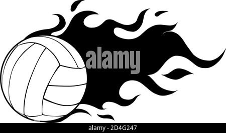 Dessin de dessin animé de boule de volley-ball vectoriel en noir et blanc Illustration de Vecteur