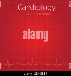 Arrière-plan rouge médical. Présentation de la couverture de la carte externe ou diapositive de présentation. Icons idée pour les hôpitaux, les tests, les cliniques, les pharmacies. Onde cardio vectorielle Illustration de Vecteur