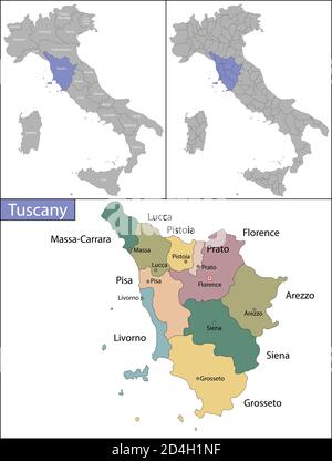 Illustration de la Toscane est une région dans le centre de l'Italie Illustration de Vecteur