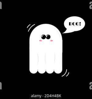 Mignon petit fantôme de vecteur timide Illustration de Vecteur