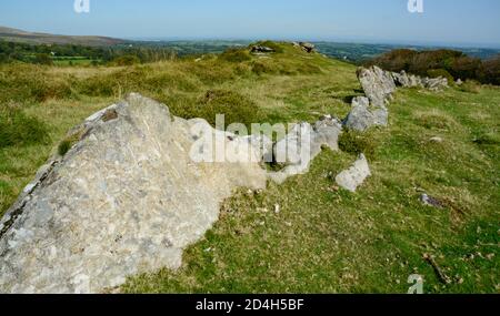 Hutte cercles sur Chagford Common, Dartmoor, Devon Banque D'Images