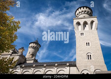 Château de Neuschwanstein (Nouveau château de Swanstone - Schloss Neuschwanstein XIXe siècle), site d'intérêt dans les Alpes bavaroises, Allemagne. Europe. Banque D'Images