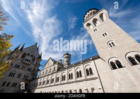 Château de Neuschwanstein (Nouveau château de Swanstone - Schloss Neuschwanstein XIXe siècle), site d'intérêt dans les Alpes bavaroises, Allemagne. Europe. Banque D'Images