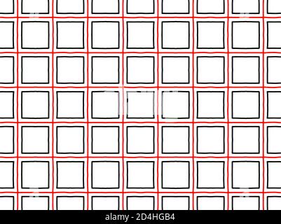 Motif de travail de ligne abstrait dessiné à la main lignes croisées noires et rouge Illustration de Vecteur