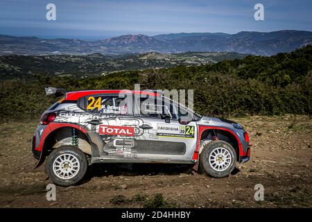 24 OSTBERG Mads (NOR), ERIKSEN Torstein (NOR), Citroën C3 R5, pH Sport WRC 2, action lors du Rallye Italia Sardegna 2020, 6e tour du Championnat WRC 2020 de la FIA du 8 au 11 octobre 2020 à Alghero, Sardegna en Italie - photo Paulo Maria / DPPI crédit: LM/DPPI/Paulo Maria/Alay Live News Banque D'Images