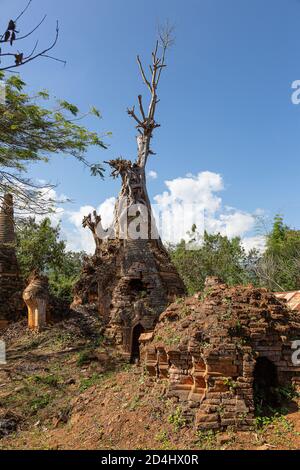 Pagode Shwe Inndein en Birmanie Banque D'Images