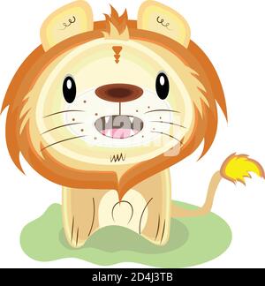 Dessin animé d'un lion kawaii Illustration de Vecteur