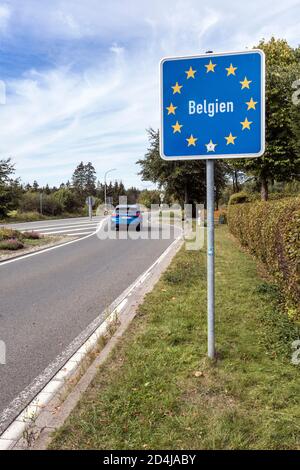 Frontière de l'Etat Allemagne Belgique dans le nord de l'Eifel près de Monschau-Mutzenich Banque D'Images