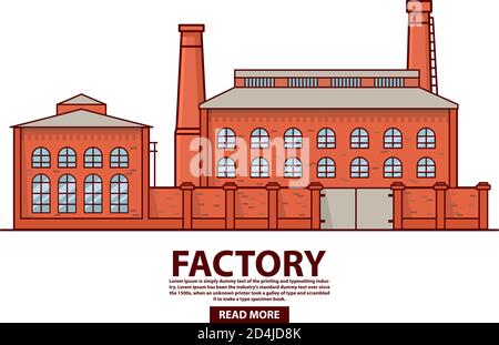 Entrepôt industriel d'usine .Bâtiment d'usine.vecteur plat.ancienne usine de millésime. Illustration de Vecteur