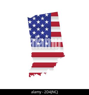 Vecteur de carte de drapeau d'état américain de l'Indiana isolé Illustration de Vecteur