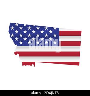 Vecteur de carte de drapeau d'état des États-Unis du Montana isolé Illustration de Vecteur