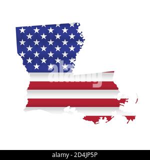 Vecteur de carte de drapeau de l'État de Louisiane des États-Unis isolé Illustration de Vecteur