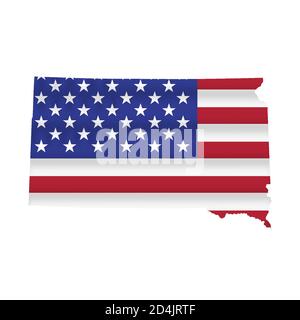 Dakota du Sud vecteur de carte de drapeau de l'État des États-Unis isolé Illustration de Vecteur
