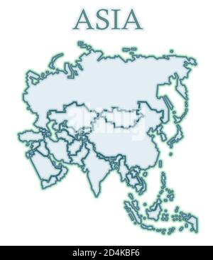Carte de l'Asie. Vecteur. Dessins animés plats. Imprécis. Il ressemble à un continent de parties glacées ou de pierre du monde. Inclut le Moyen-Orient, le Centre et ainsi de suite Banque D'Images