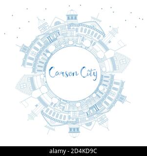 Contour de Carson City Nevada City Skyline avec Blue Buildings et Copy Space. Illustration vectorielle. Illustration de Vecteur