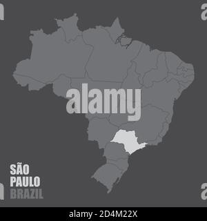 Brésil carte de l'État de Sao Paulo Illustration de Vecteur