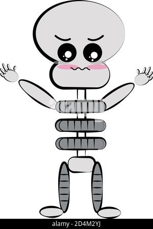 Dessin animé d'un squelette kawaii Illustration de Vecteur