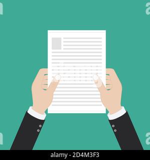 Main tenant le document. Illustration vectorielle plate Illustration de Vecteur