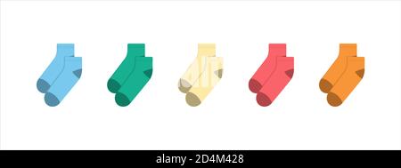 Chaussettes pour adultes et enfants. Chaussettes arc-en-ciel colorées pour enfants. Vêtements et vêtements pour enfants. Mode enfant. Ensemble de chaussettes. Illustration de Vecteur