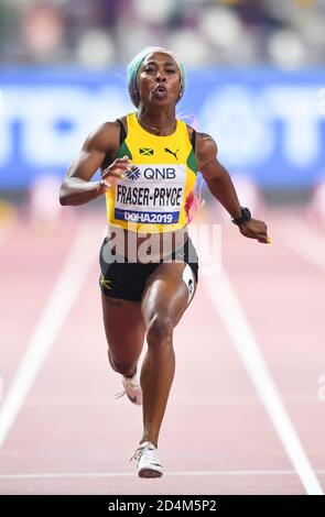 Shelly-Ann Fraser-Pryce (Jamaïque). Médaille d'or à 100 mètres. Championnats du monde d'athlétisme de l'IAAF, Doha 2019 Banque D'Images