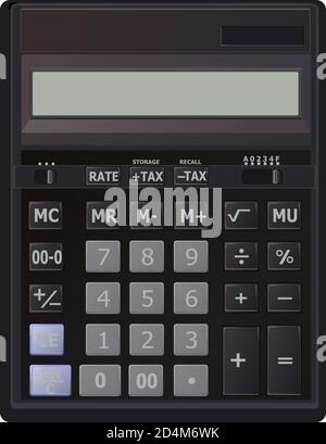 Calculatrice de vecteur de bureau. L'objet isolé sur un fond blanc. Calcul, mathématiques. Équipement du magasin de vente au détail. Entreprise. Banque D'Images