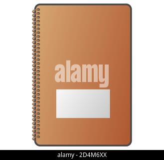 Ordinateur portable. Pour les notes et les notes. Couverture rigide. Objet vectoriel isolé sur fond blanc. Livre. Banque D'Images