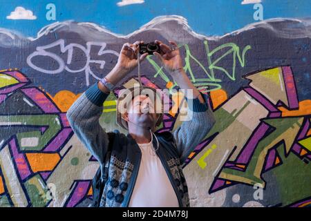 Graffitis le long de Leake Street le 14 septembre 2020 sur la rive sud au Royaume-Uni. Photo de Sam Mellish Banque D'Images