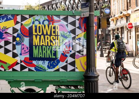 Lower Marsh signe du marché sur Lower Marsh le 17 septembre 2020 à Londres, au Royaume-Uni. Photo de Sam Mellish Banque D'Images