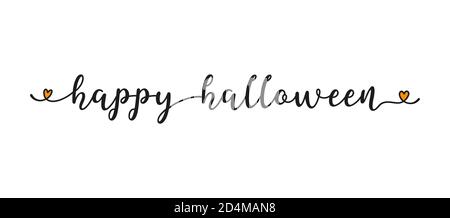 A la main esquissé HAPPY HALLOWEEN citation comme bannière. Lettrage pour l'affiche, l'étiquette, l'autocollant, la circulaire, l'en-tête, la carte, la publicité, l'annonce. Illustration de Vecteur