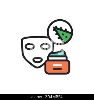 Icône de ligne de couleur de masque de visage d'aloès. Pictogramme de contour pour la page Web, l'application mobile, la promotion Illustration de Vecteur