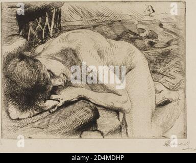 Le modèle de sommeil - Date : 1885; Albert Besnard; Français; 1849-1934 Banque D'Images