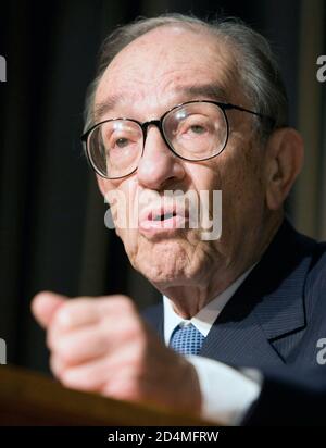 M. Alan Greenspan, ancien président du Conseil des gouverneurs de la Réserve fédérale, prend la parole à la conférence de la Fondation Per Jacobsson, le 21 2007 octobre à Washington. Banque D'Images