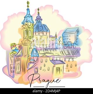 La ville de Prague Illustration de Vecteur