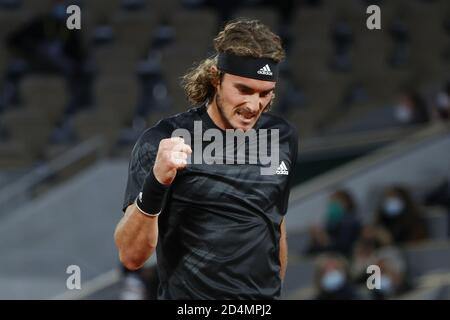 Tefanos TSITSIPAS (GRE) lors du tournoi de tennis Roland Garros 2020, Grand Chelem, le 9 octobre 2020 au stade Roland Garros à Paris, France - P. Banque D'Images