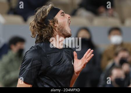 TEFANOS TSIPSAS (GRE) lors du tournoi de tennis Roland Garros 2020, Grand Chelem, le 9 octobre 2020 au stade Roland Garros à Paris, France - P. Banque D'Images