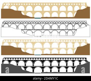 Pont du Gard, aqueduc en France Illustration de Vecteur