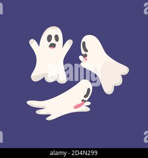 Ghost Halloween charecter drôle et mignon fantôme Illustration de Vecteur
