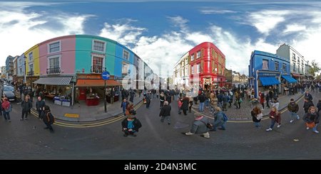 Vue panoramique à 360° de Portobello Road Market, Notting Hill, Londres, W11