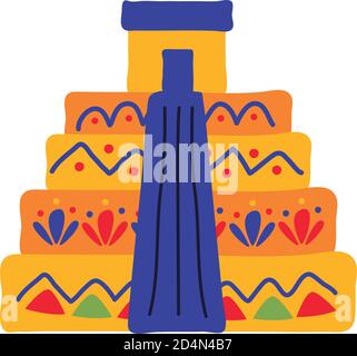 motif d'illustration vectorielle de style pyramide maya plate Illustration de Vecteur