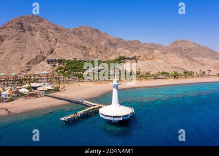 Parc marin de l'Observatoire sous-marin de la mer Rouge d'Eilat, vue aérienne. Banque D'Images