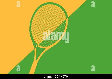 une raquette de tennis colorée à dessin animé plate isolée sur l'arrière-plan Banque D'Images