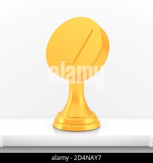 Lauréat du prix de la coupe de hockey, logo trophée doré isolé sur fond blanc de table de tablette Illustration de Vecteur