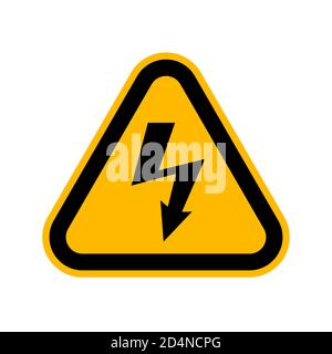 Attention : panneau haute tension, symbole triangle de danger isolé sur fond blanc Illustration de Vecteur