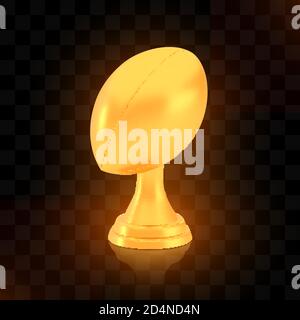 Lauréat du prix de la coupe de rugby, logo trophée doré isolé sur fond noir transparent Illustration de Vecteur