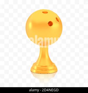 Lauréat du prix de la coupe de bowling, logo trophée doré isolé sur fond blanc transparent Illustration de Vecteur