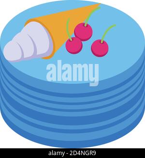 Icône gâteau de fête, style isométrique Illustration de Vecteur