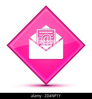 Newsletter email icône isolée sur le luxueux bouton de diamant rose ondulé illustration abstraite Banque D'Images