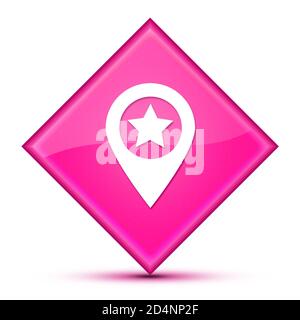 Icône en forme d'étoile de pointeur de carte isolée sur un luxueux diamant rose ondulé illustration du résumé du bouton Banque D'Images